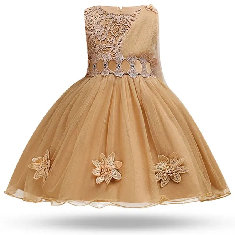 Kids Girls Evening Party Clothes Girls Flower Bridesmaid Dress Elegant Wedding Formal Gown Girls 3-12Yrs Prom Princess Dress