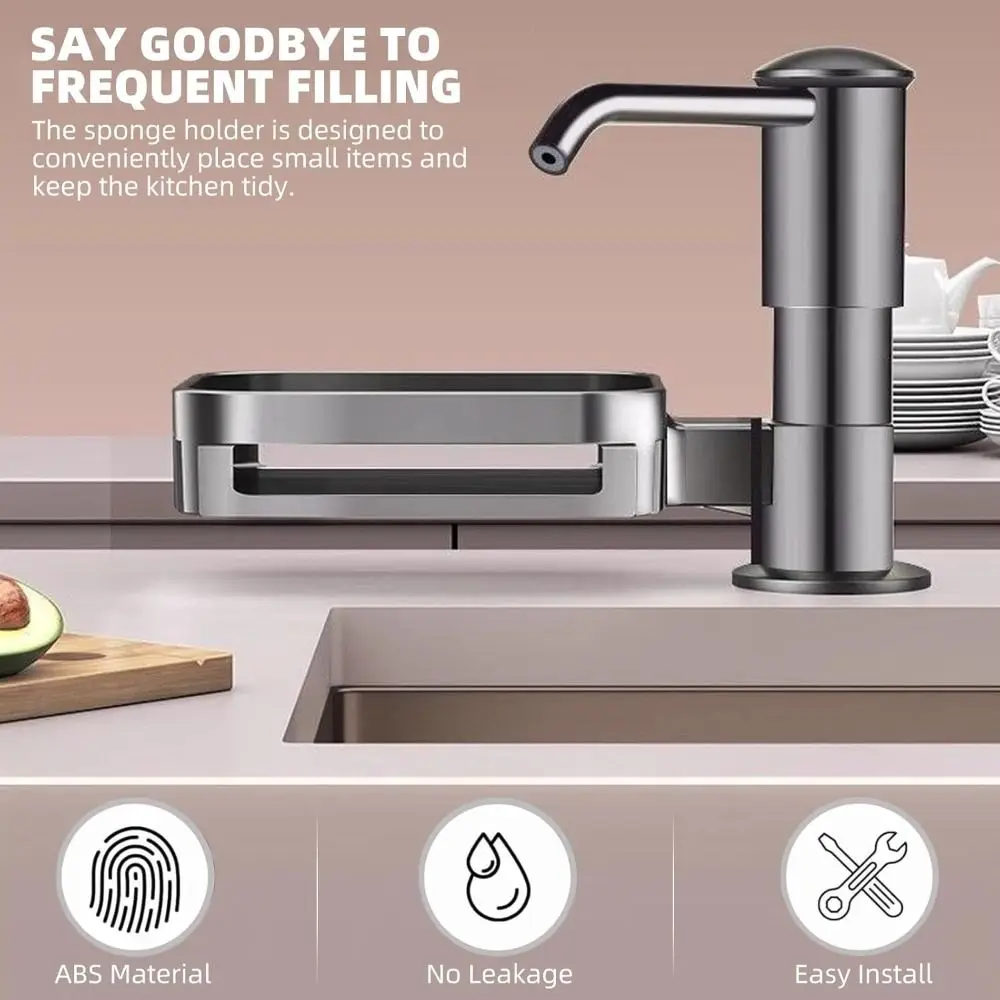 Brushed Nickel Built in Soap Dispenser Space Saving High Suction Power Sink Soap Dispenser Rust-proof Wear-resistance