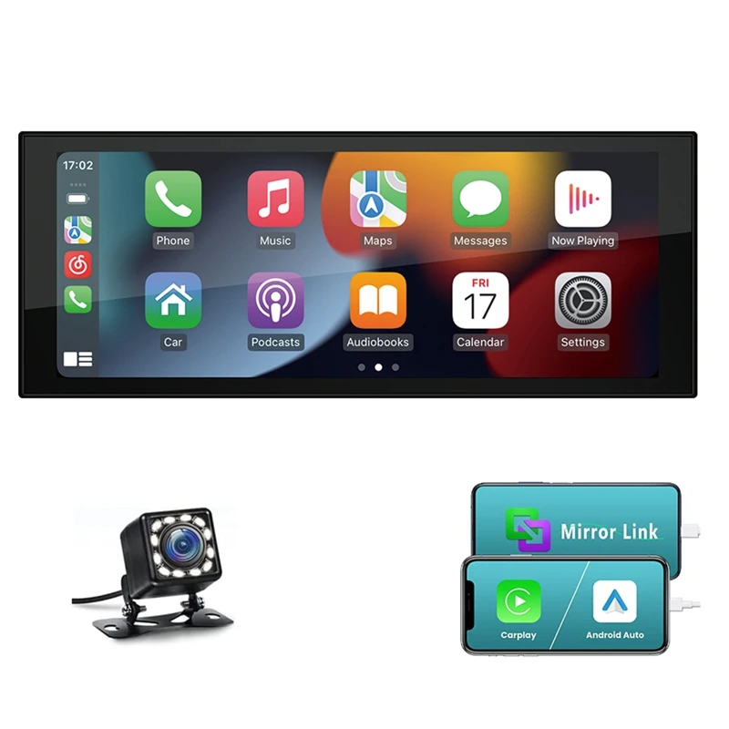 

Carplay 1 Din 6.9In 2G+32G Car Multimedia Player Android GPS Bluetooth USB FM Mirror Link Car Stereo Radio W/Camera