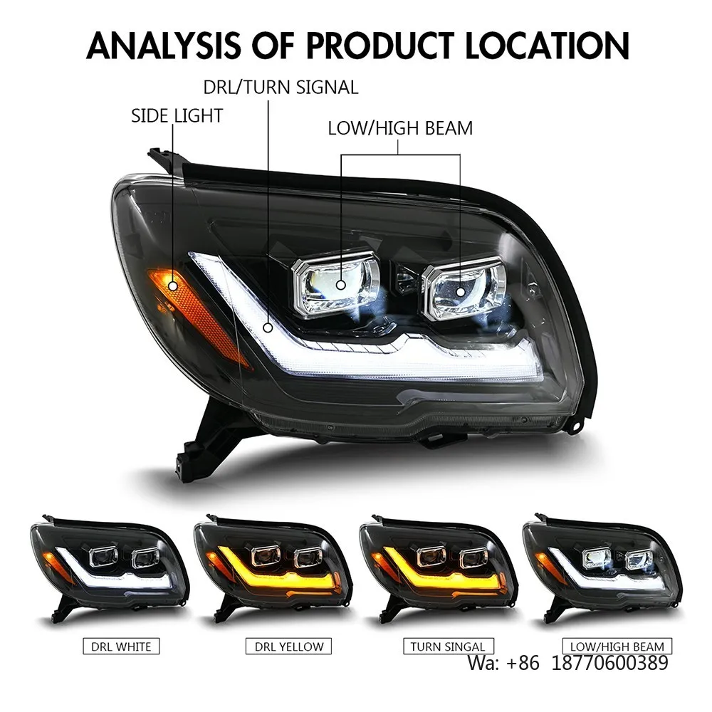 LUMA New Replacement LED Double Projector Headlights Led Headlamps for 4th GEN 2003-2009 toyota 4runner Hilux Surf - view 3