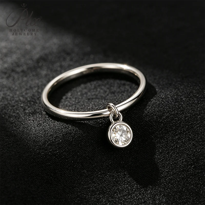 Moissanite Ring Round D Color VVS1 Clarity 925 Sterling Trending Gift Daily Wear Charms Jewelry for Woman Anti Allergy on Sale