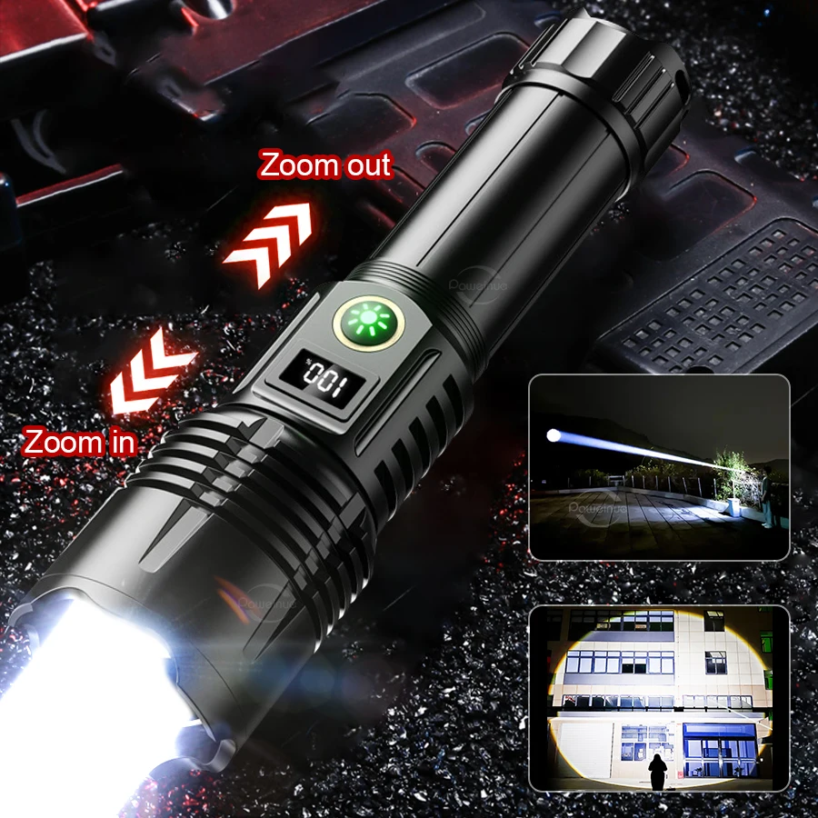 50000LM High Power Led Flashligh 5000mAh USB Rechargeable Torch World\'s Most Powerful Flashlight Long Range Camping Hand Lantern