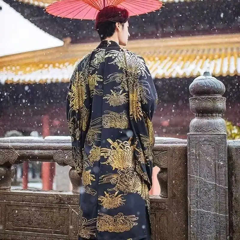클래식 골드 스탬핑 Hanfu 남자 여자 전통 Chiense 의상 커플 할로윈 이벤트 코스프레 의류 무대 정장 의상