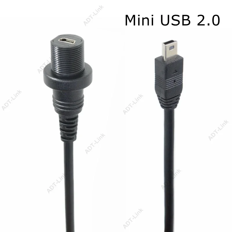 ミニマイクロ USB 2.0 IP67 防水ケーブル USB 3.1 Type-c オス - メスパネルマウント延長コード車、トラック、ボートのダッシュボード用