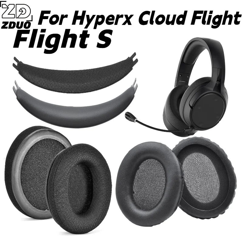 Pour le casque de jeu sans fil Hyperx Cloud Flight / Flight S, rembourrage de la bande de la tête en tissu à mailles respirantes et coussinets d’oreille en tissu à mailles.