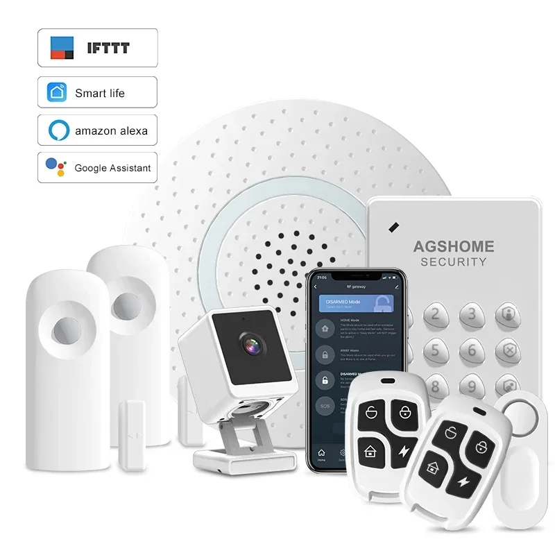 

Tuya WiFi Alarm System Smart Home Security System Smart Life WiFi Alert Kit DIY Factory Selling App Alerts Security Camer