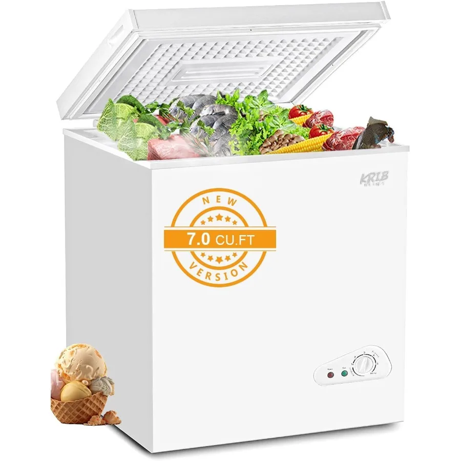 

Компактная морозильная камера 7,0 куб. футов, белая со съемной корзиной для хранения, регулируемый термостат для кухни, гаража, подвала