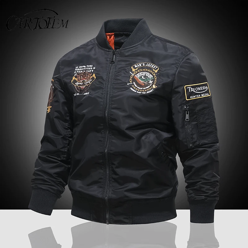 

2024 Spring MA1 Pilot Jacket Men's Spring and Autumn Fashion Brown Bear Embroidered Baseball Suit Large Workwear Coat Fashion