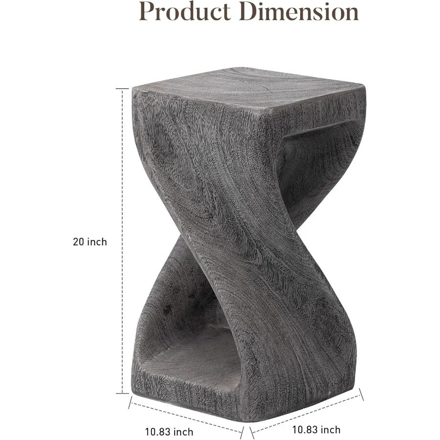طاولة جانبية مربعة ملتوية للاستخدام الخارجي مع تصميم مقاوم للماء من الخشب الصناعي لشرفة الحديقة والشرفة ومقاومة الطقس على الشاطئ