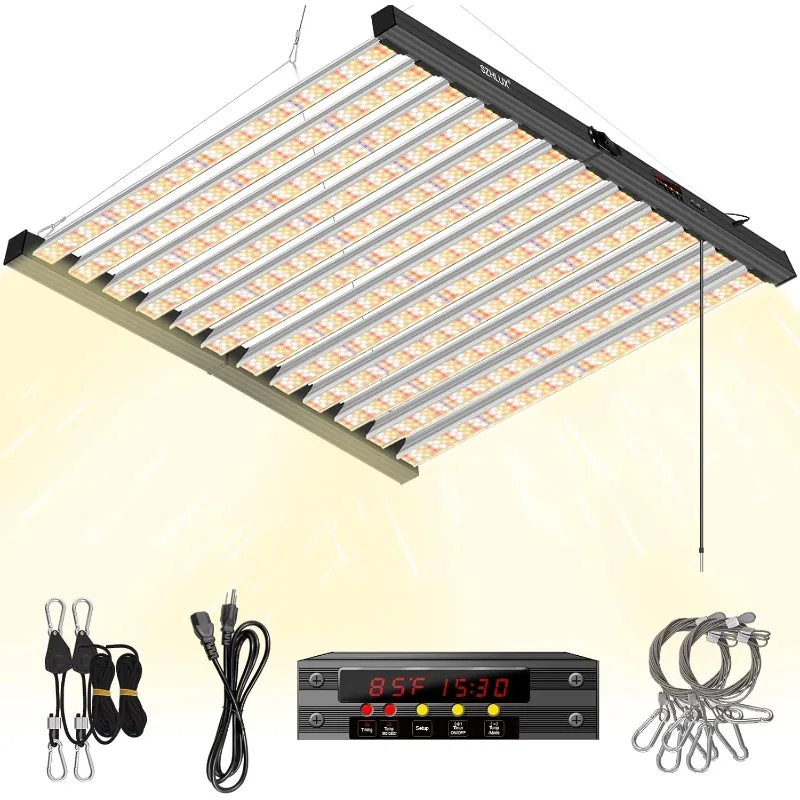 SZHLUX 800W LED Grow Light 7×7ft with Timer and Temp Control,Full Spectrum UV&IR Grow Lamp with 2304 Diodes,Sunlight Plant Light