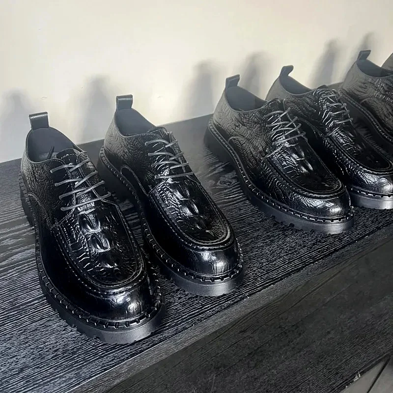 

High-End Men's Business Casual Shoes Crocodile Pattern 3D Embossed Soft Rubber Bottom Summer Fashionable Leather Shoes
