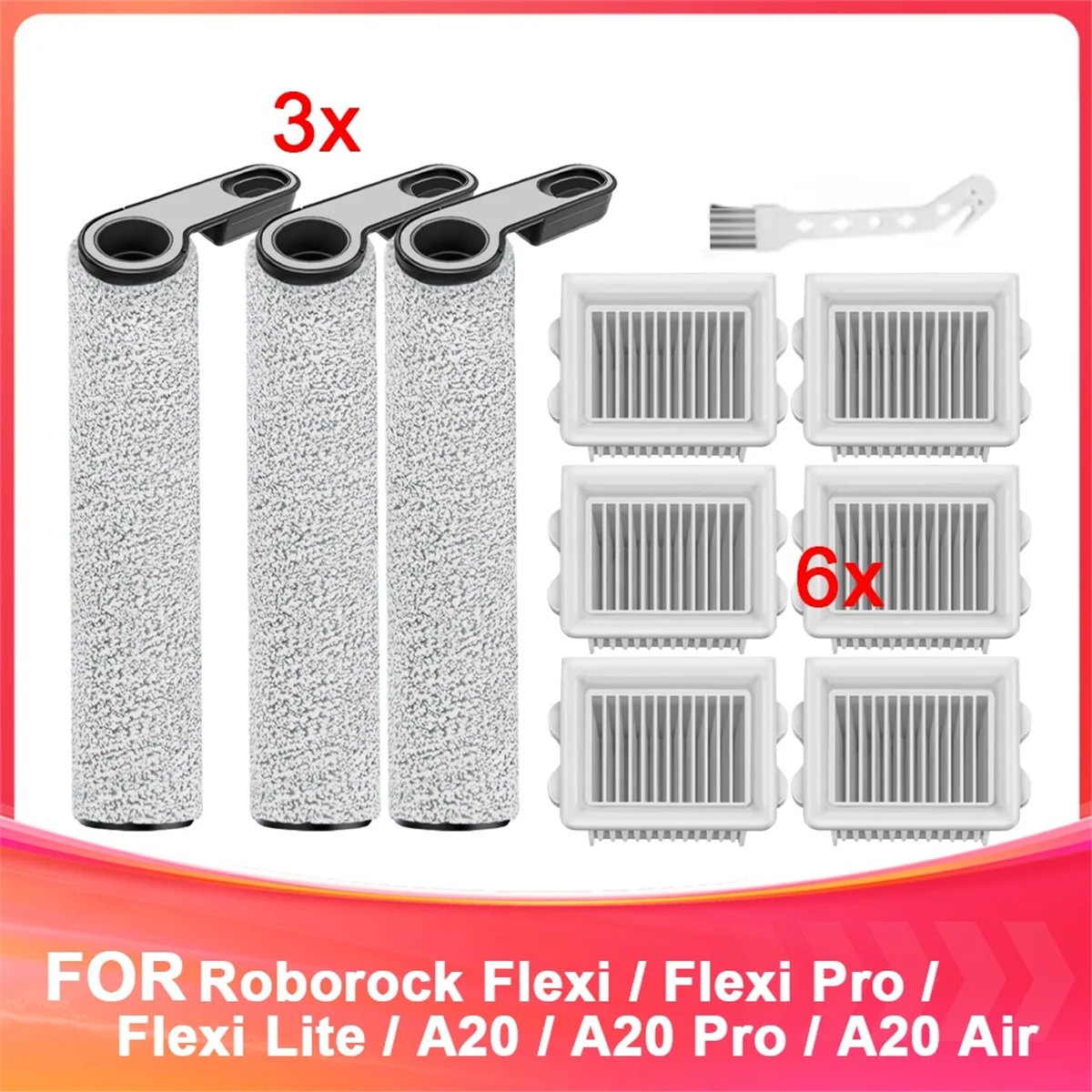Zachte rolborstelfilter compatibel voor Roborock Flexi / Flexi Pro / Flexi Lite / A20 / A20 Pro / A20 luchtvacuümonderdelen