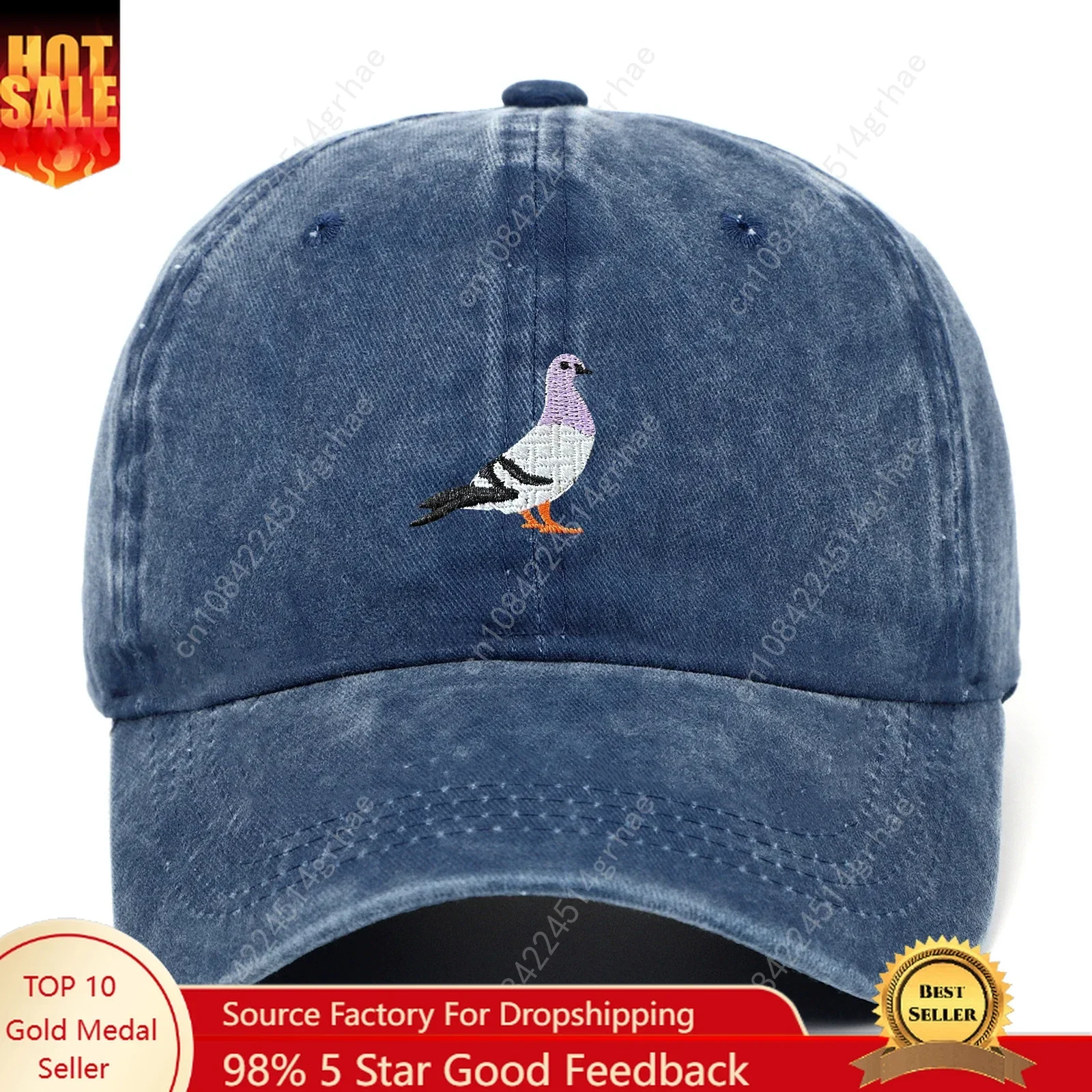 

1pc Embroidered Pigeon Embroidered, Washed, Sunscreen Men's and Women's Outdoor Sports Hats, Fishing, Casual Wear