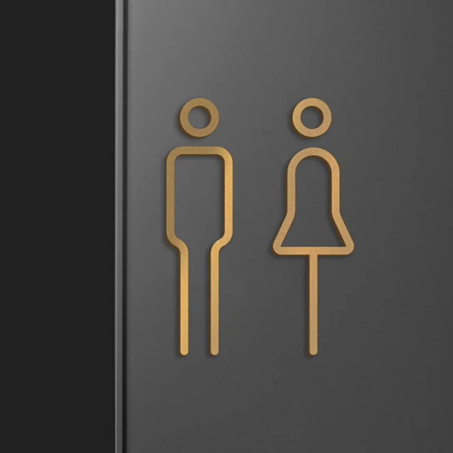 2pcs Black Gold Color Toilet Sign Plate Brass Wash Room Door Wall Label Sticker Wc Holder Signage Board