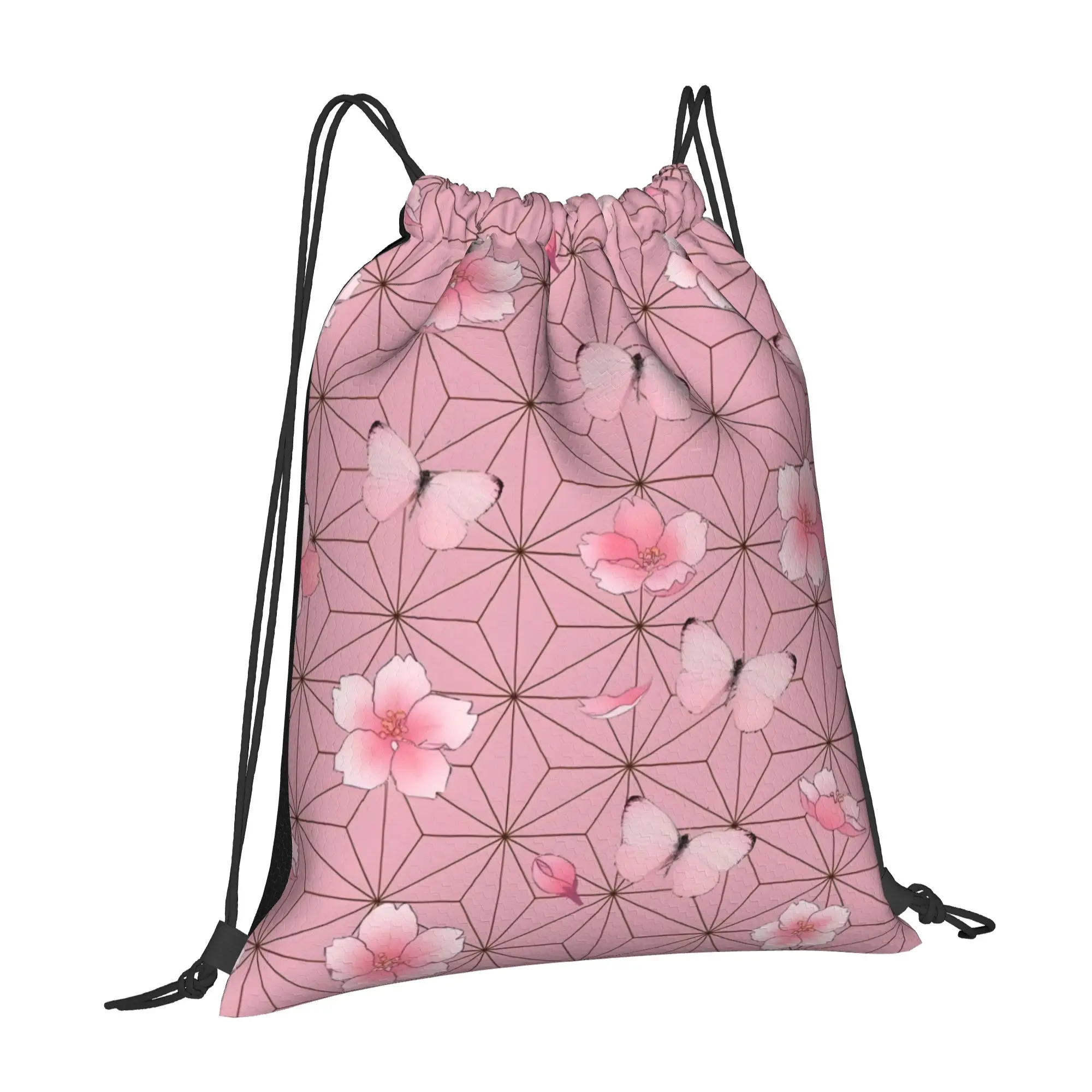 1 pc Nezuko  Cloth Demon Slayer Drawstring Bags Gym Storage Backpack School Shoe Bag