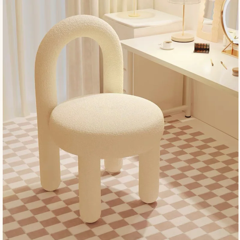 

For Household dressing chair Makeup chair Bedroom dresser stool Modern simple dining table and chairs Light luxury teddy velvet
