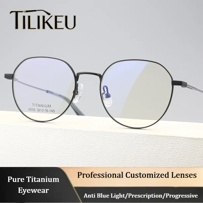 

Fashion Ultra-light Pure Titanium Oval Eyeglasses Frame Women Luxury Retro Trendy Large Face Full Rim Eyewear Men Glasses Frame