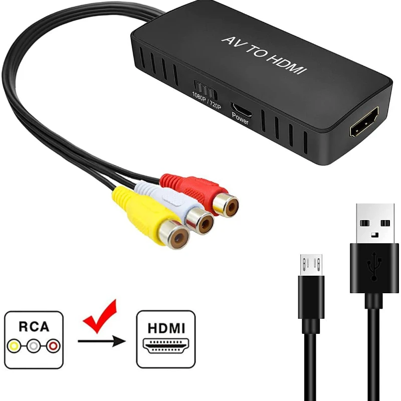 

AV Audio Cable Converter CVBS AV TO HDMI Adapters RCA to HDMI Cables For Digital TV Signal Stronger Amplifier