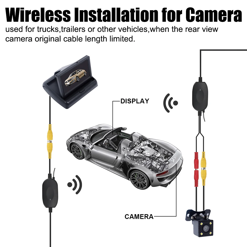 Câmera de visão traseira do carro com quadro europeu titular da placa, Sensor de estacionamento, Sensor de estacionamento, Acessórios Universal Auto, 4, 8 LED, 12V