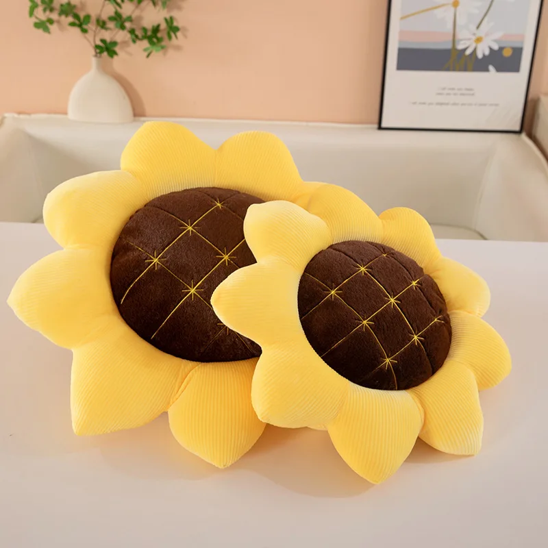 Kawaii Plush Toy Sunflower Flower Pillow Cute Stuffed Doll For Kids Birthday Present Soft Cushion For Car Seat Back Support Phot