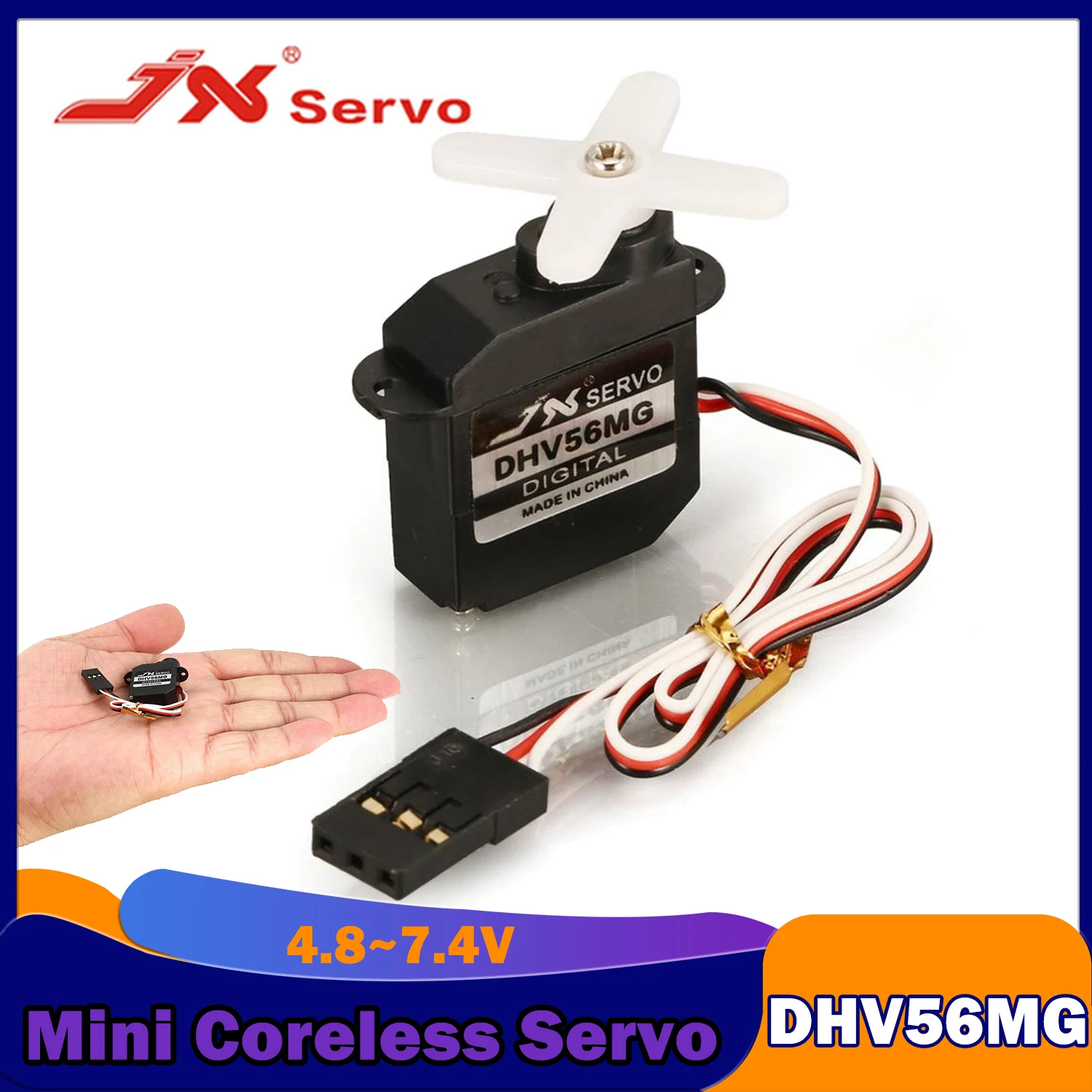 

JX Servo 1.2kg Torque PDI-DHV56MG Mini Coreless Digital HV Metal Gear 5.6g DC4.8~7.4V Motor for RC Fixed Wing Model Airplane