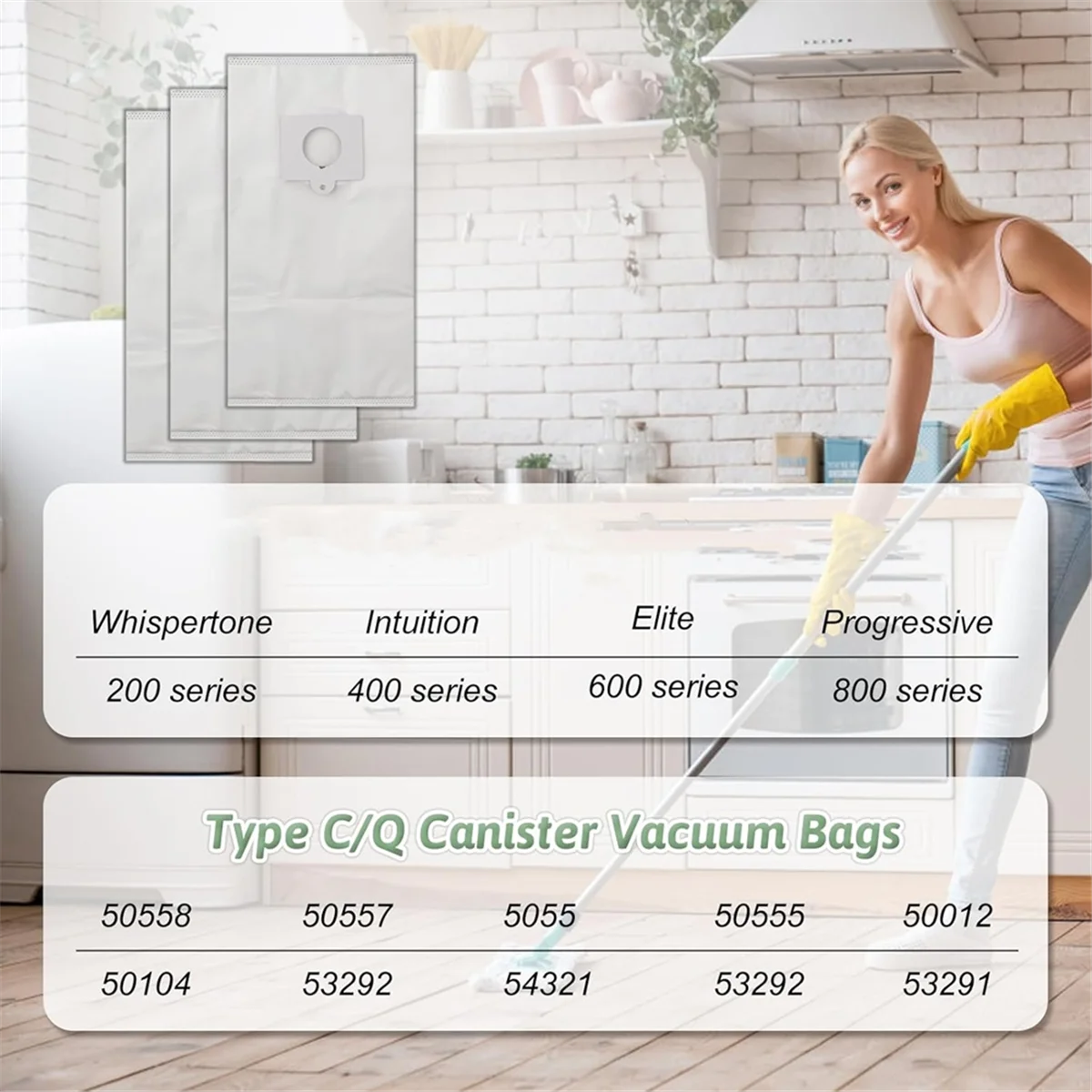 10PCS Replacement Dust Bag for Canister Type Q/C Vacuum 5055, 50557, 50558, 20-53292, 53291, 200 Series