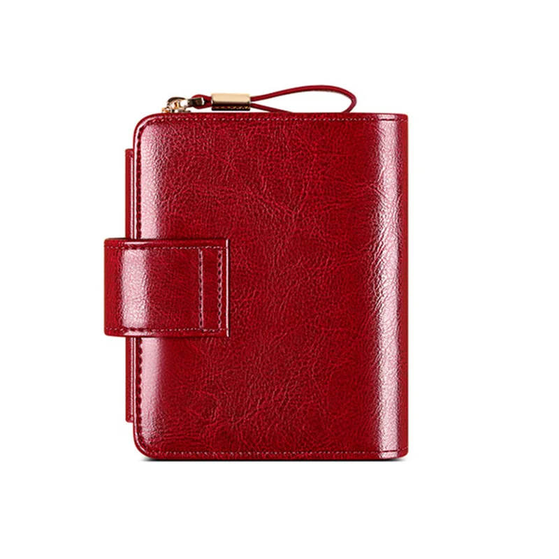 BanYaNu Genuine Leather Fashion Folding Women Wallet Short Large Capacity Zipper Coin Purse Credit Card Holder Wallets for Women