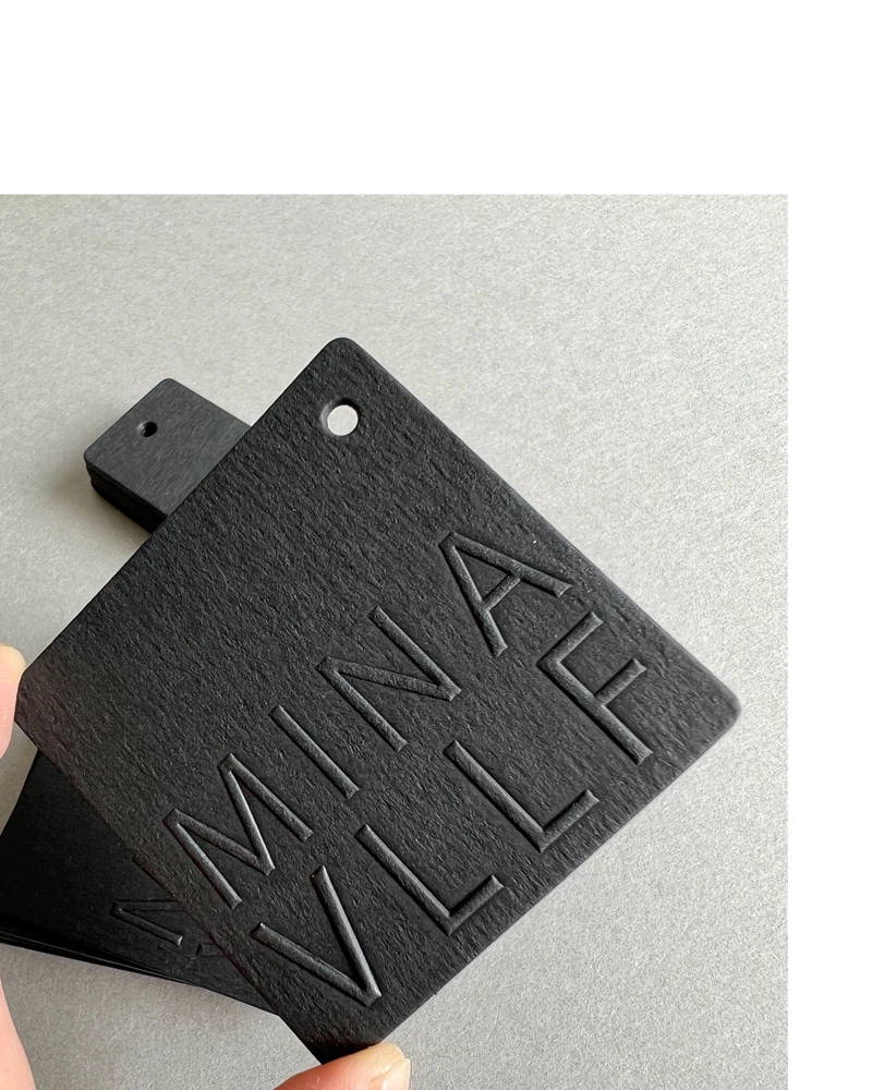 Textured Black Cardboard Clothing Hangtags Custom High-grade Personalized Hangtags Customized Hanging Tags