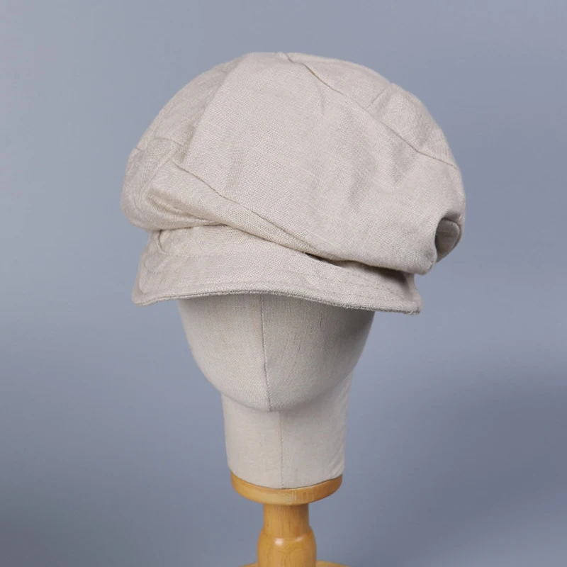 Newsboy Hat Women Octagonal Cap Beret Linen Breathable Thin Spring Summer Painter Accessory For Outdoor Casual