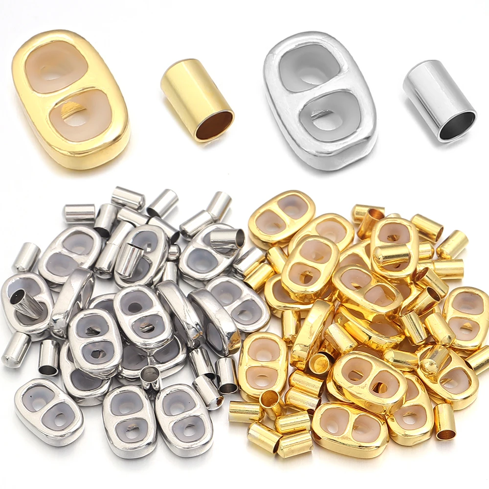 4Sets Metall Doppel Loch Einstellung Verschlüsse Perlen Gold Stopper Spacer Perlen Für Armband End Kappen Stecker Für DIY schmuck Machen