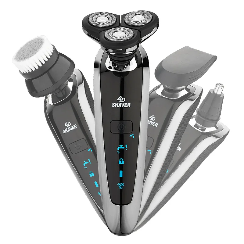 4 IN 1 Men's Shaving Machine Beard Nose Hair Trimmer Sideburn Trimmer Face Cleaner Professional Barber Razor Kit Electric Shaver