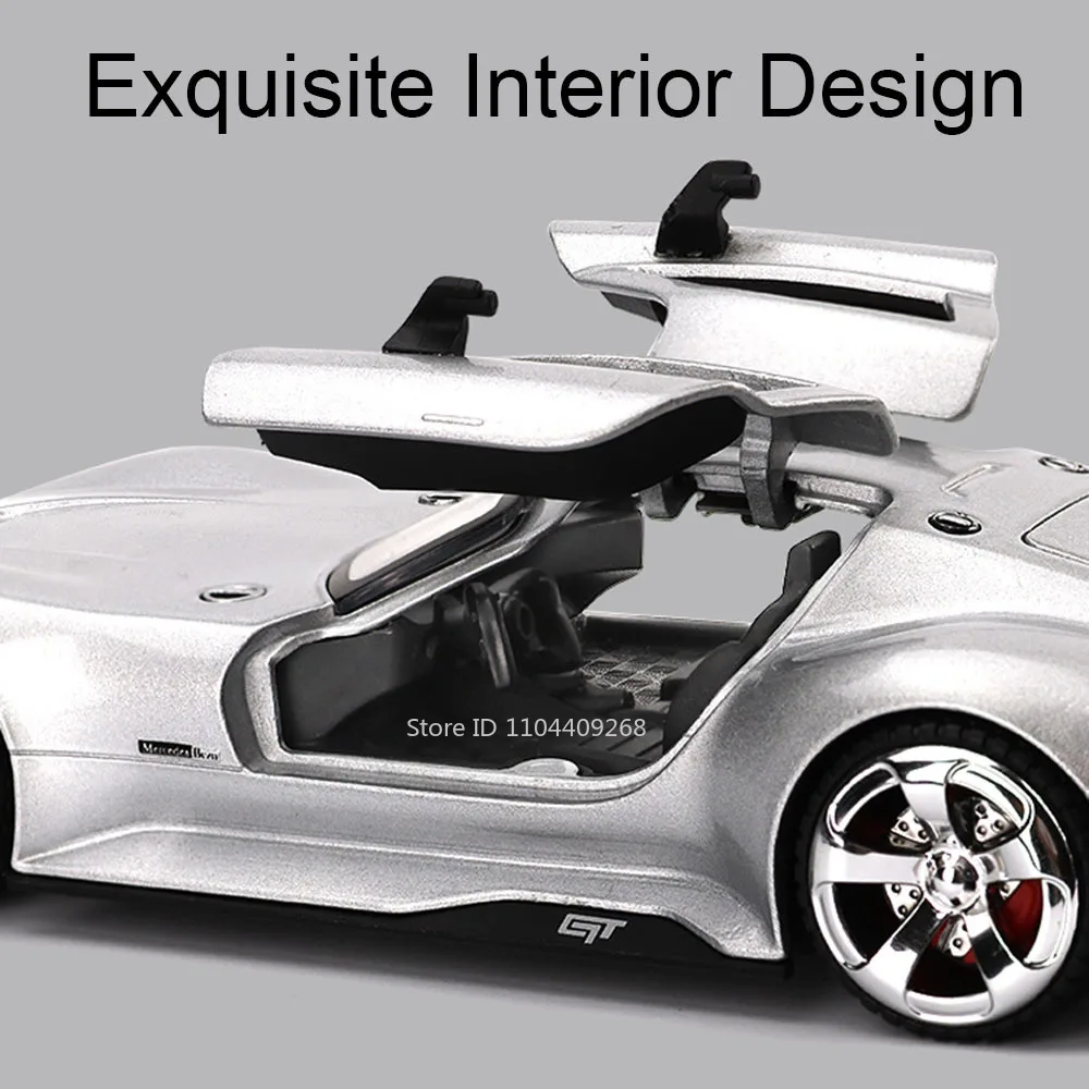 Maßstab 1:32 GT 300SL Sportwagenmodell Spielzeugtüren geöffnet Sound Licht zurückziehen Druckguss-Metallfahrzeuge Modelle Sammlung Kindergeschenke