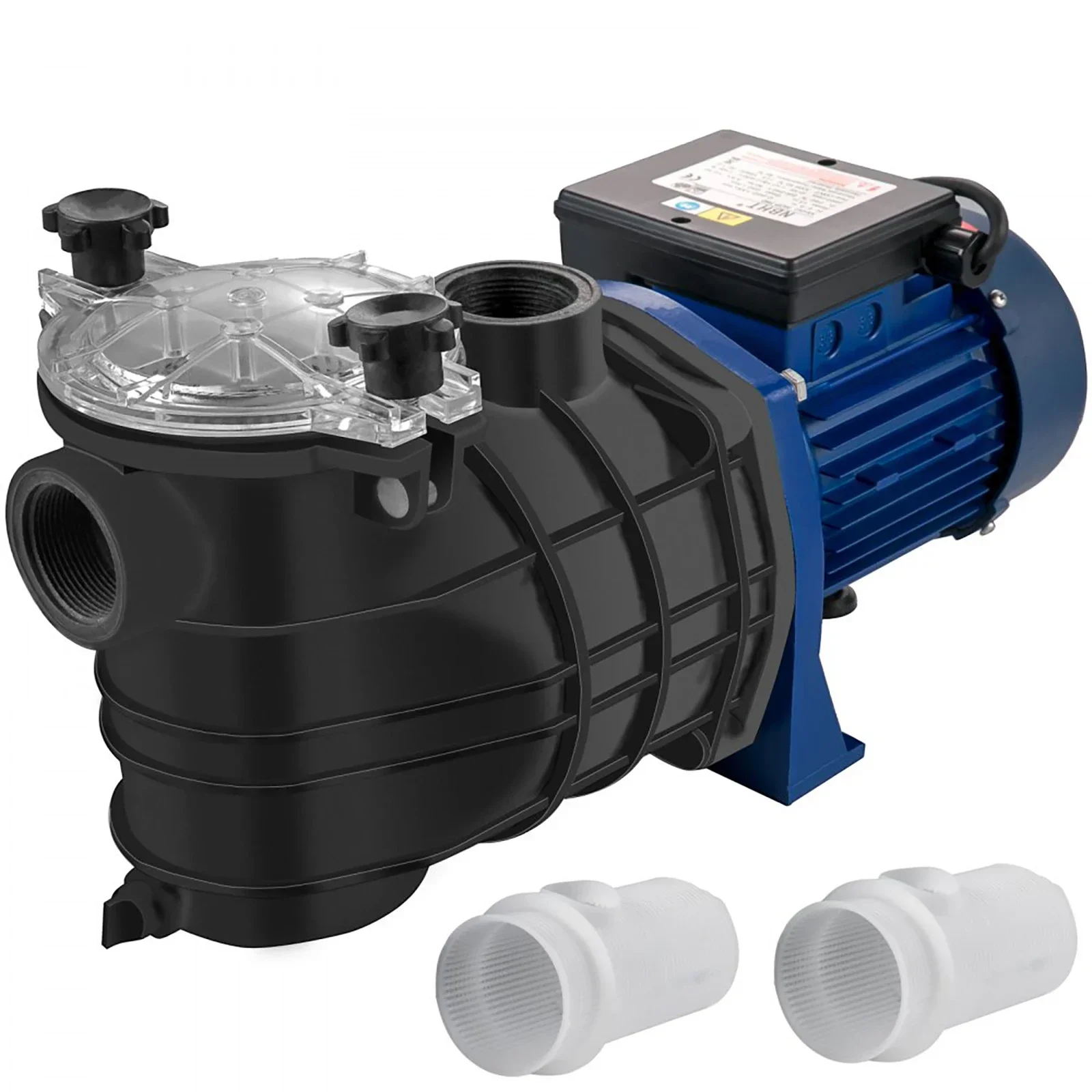 VEVOR-bomba de piscina de 230V, Motor de 1HP, entrada/salida de tierra, 47,6/pies, silenciosa para agua limpia de piscina con 2 mangueras de ajuste