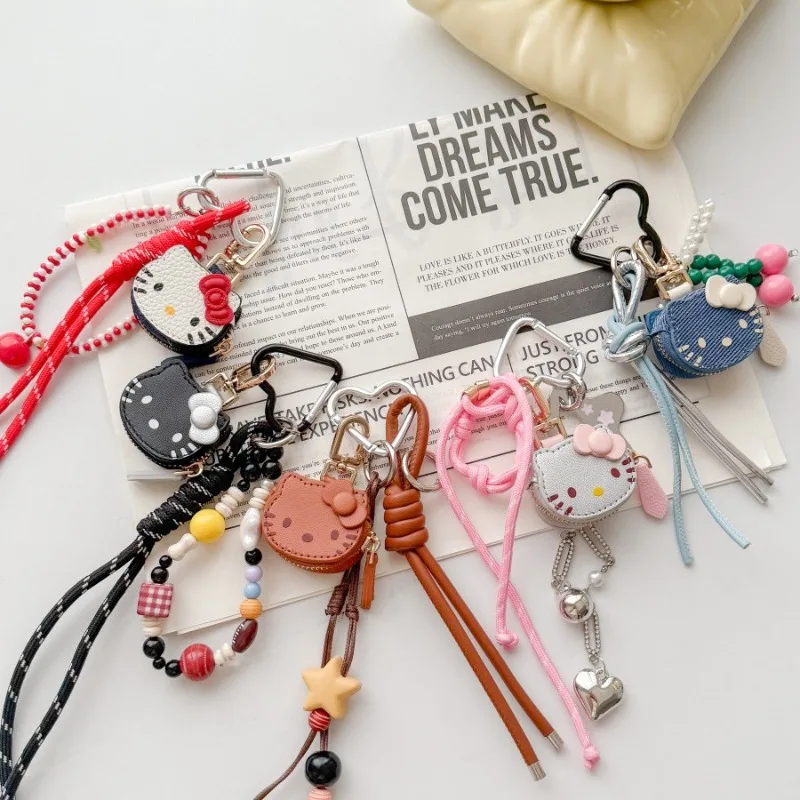 

Kawaii Hello Kitty брелок милый мультфильм универсальная кожаная маленькая сумка брелок для путешествий женские товары студенческий подарок оптовая продажа