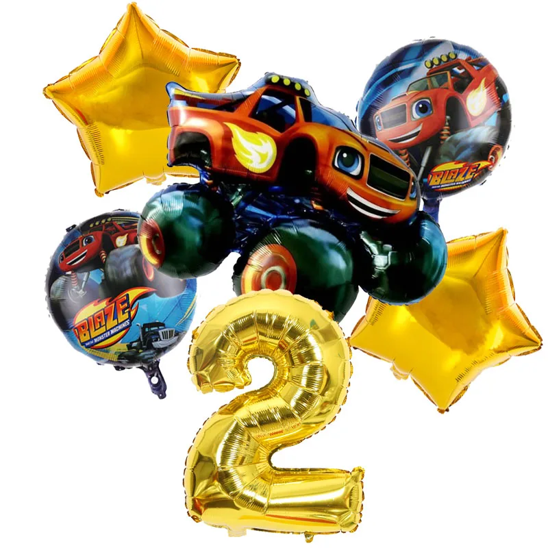 Blaze Monster Foil Balloon Cartoon Sports Car 32inch Number Ballon Birthday Party Decoration Machines Racing Racecar Kid Toy