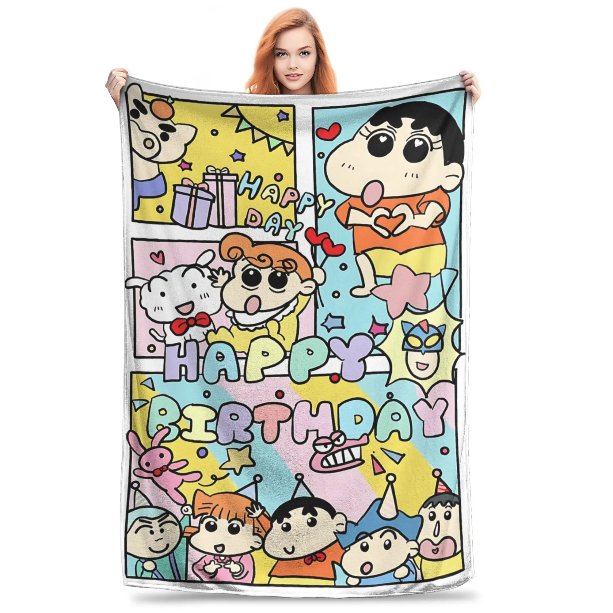 1PC home Cutecore Room Decor Crayon S Shin chan Blanket Throw Blanket  Novelty Warm Blanket All Season