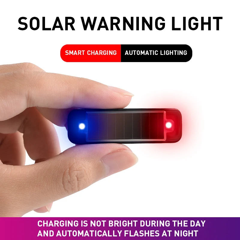 

Mini LED Solar Power Car Warning Light Night Security Simulated Alarm Wireless Anti-Theft Caution Lamp Flashing Dummy Alarm Lamp