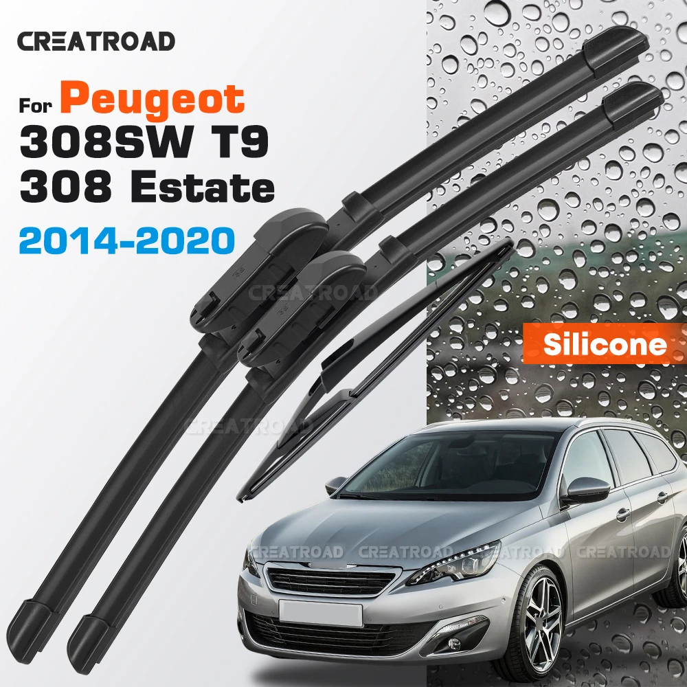 

Silicone Wiper Blades Fit For Peugeot 308SW T9 308 Estate 2014-2020 Coated Windshield Wipers 24"+18"+12"