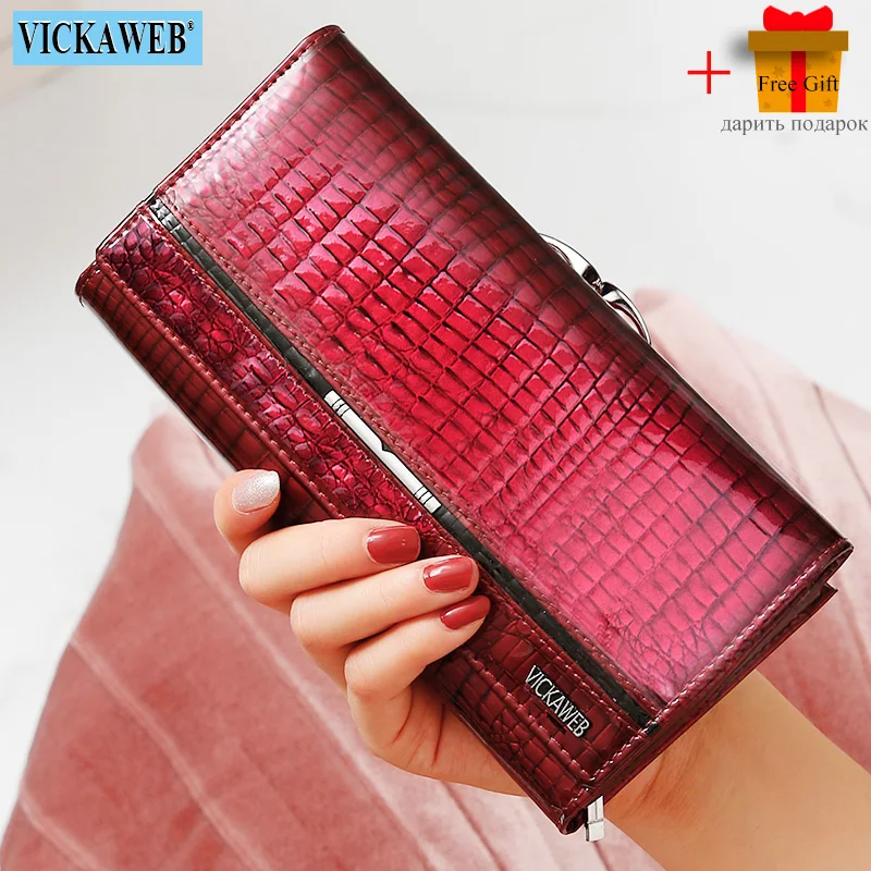 Free Gift Leather Women Wallet Patchwork Multifunction Thick Clutch Big Hasp Ladies Purses Female Card Holder Zipper Phone Bag