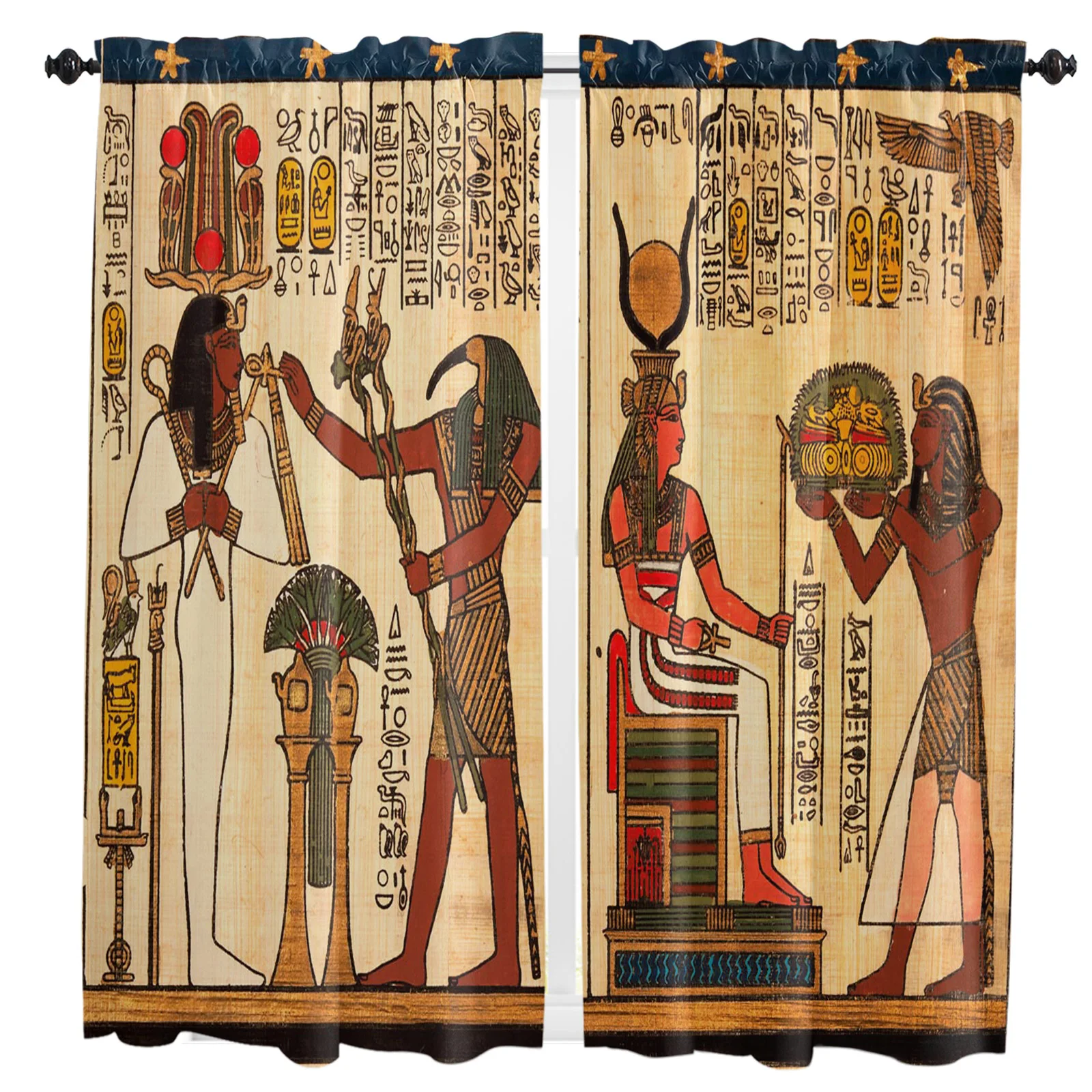 Egyptian Art Pattern Curtain For Living Room Kids Bedroom Kitchen Window Curtains Home Essentials Interior Drapes