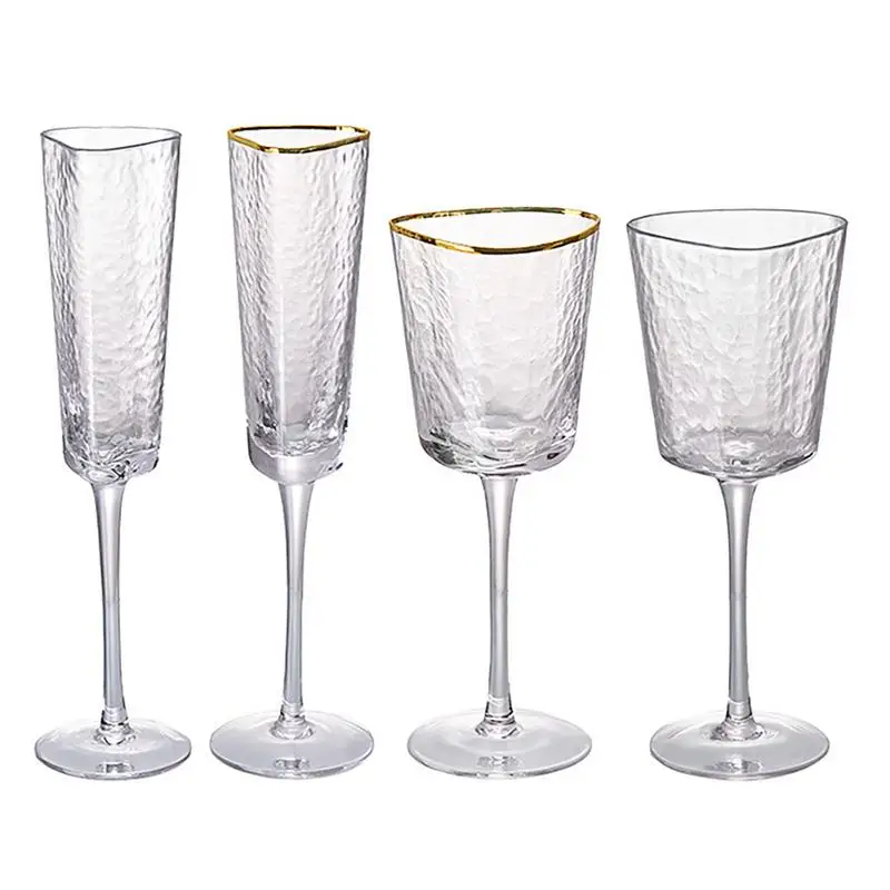 Household Goblet Party Champagne Glasses Cup Red Wine Glass Couple Wedding Gift Party Glass Retro Decor Glass Clear Coffee Cups