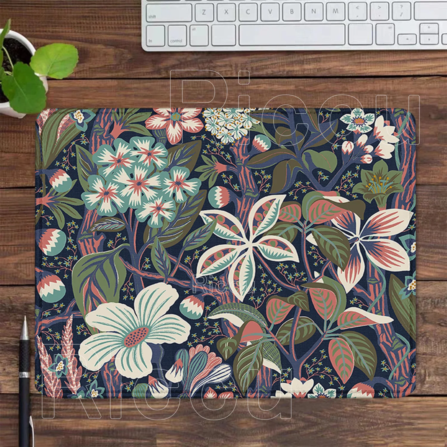 small size Mouse Pad Green Plants Vintage Flower Aesthetics Gaming PC Mousepad Soft Office NonSlip Computer HD Printing Desk Mat