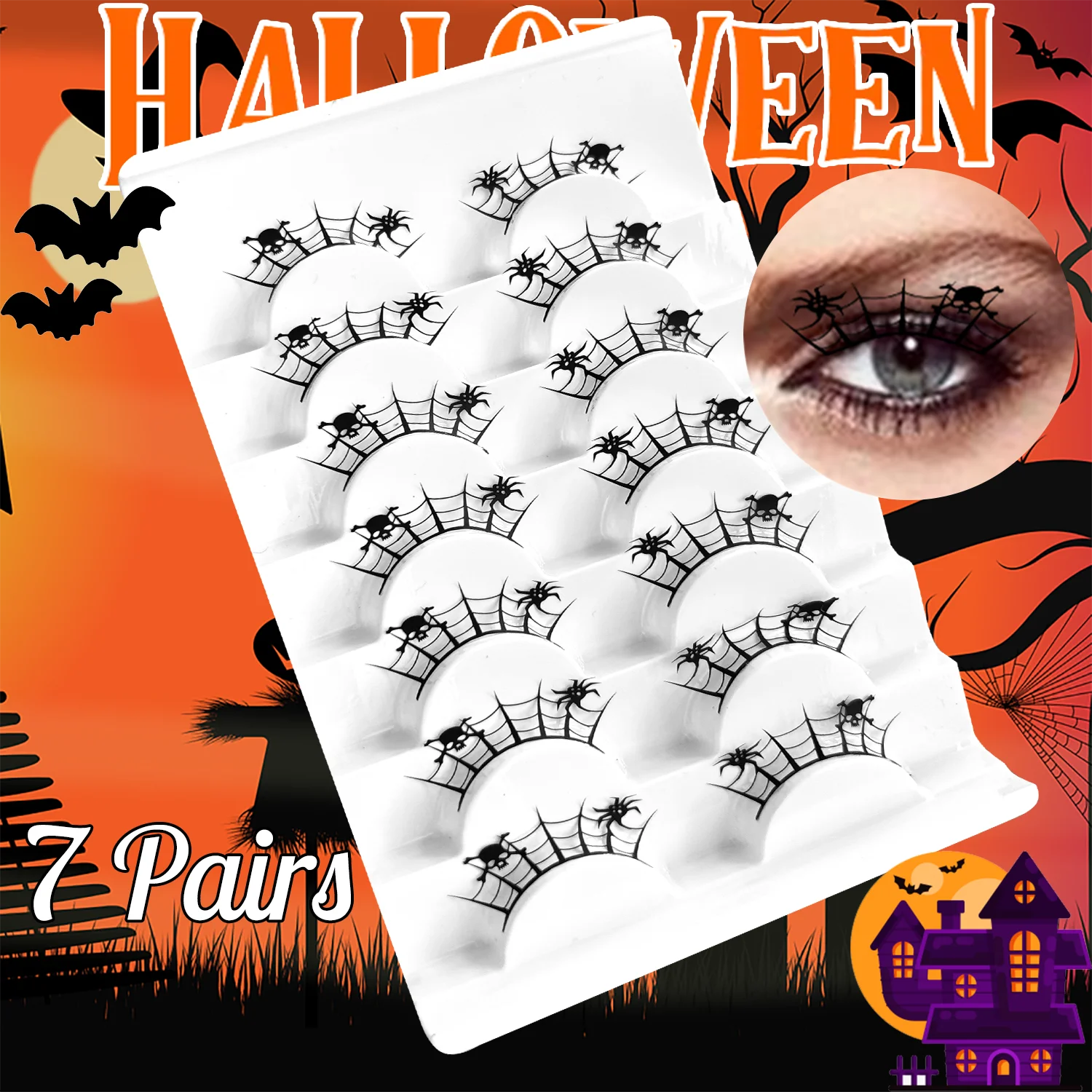 Ciglia tagliate in carta con farfalla di Halloween Estensioni per ciglia a grappolo Strega gotica nera per grappolo di ciglia per feste cosplay di Halloween