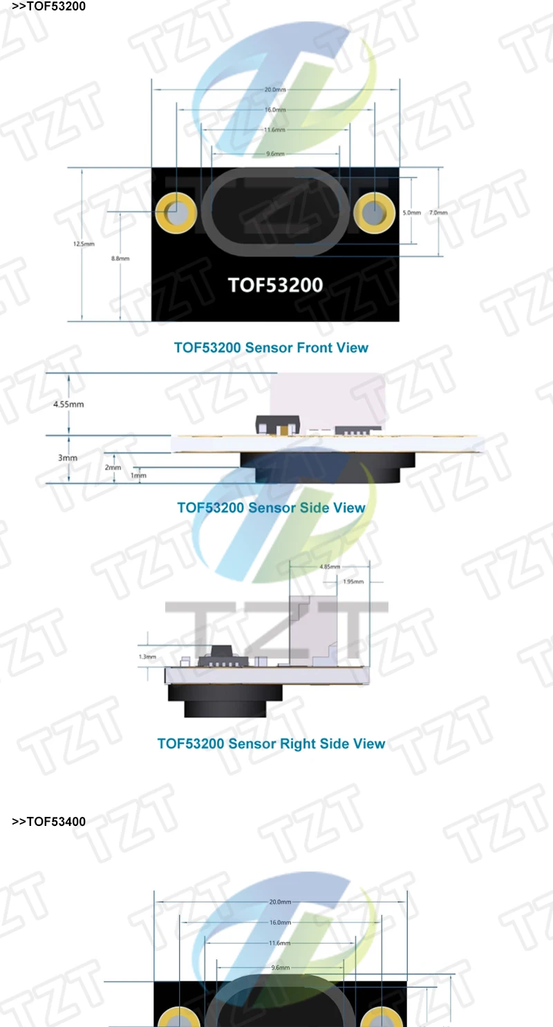 1/3 Stück TOF53200 TOF53400 2M / 4M Laser-Infrarot-Entfernungsmessungs-Sensormodul MODBUS IIC Serieller Modus für Arduino – Detail 4