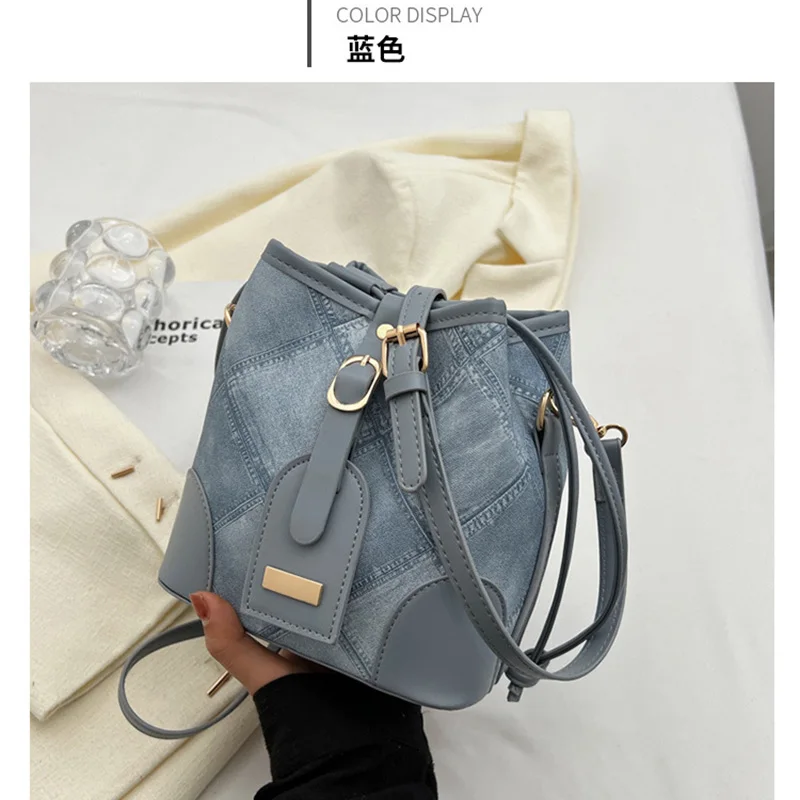 2025 new trendy best-selling single-shoulder crossbody bag with high-end texture and niche design - diamond-patterned bucket bag