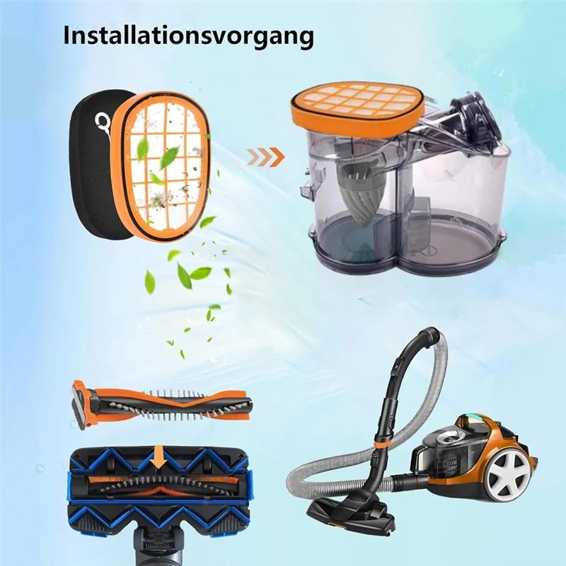 KEOL-para FC6822 FC6823 FC6827 FC6908 FC6906 FC6904 FC6720 piezas de recambio de aspiradora-filtro HEPA 5 uds cepillo de rodillo