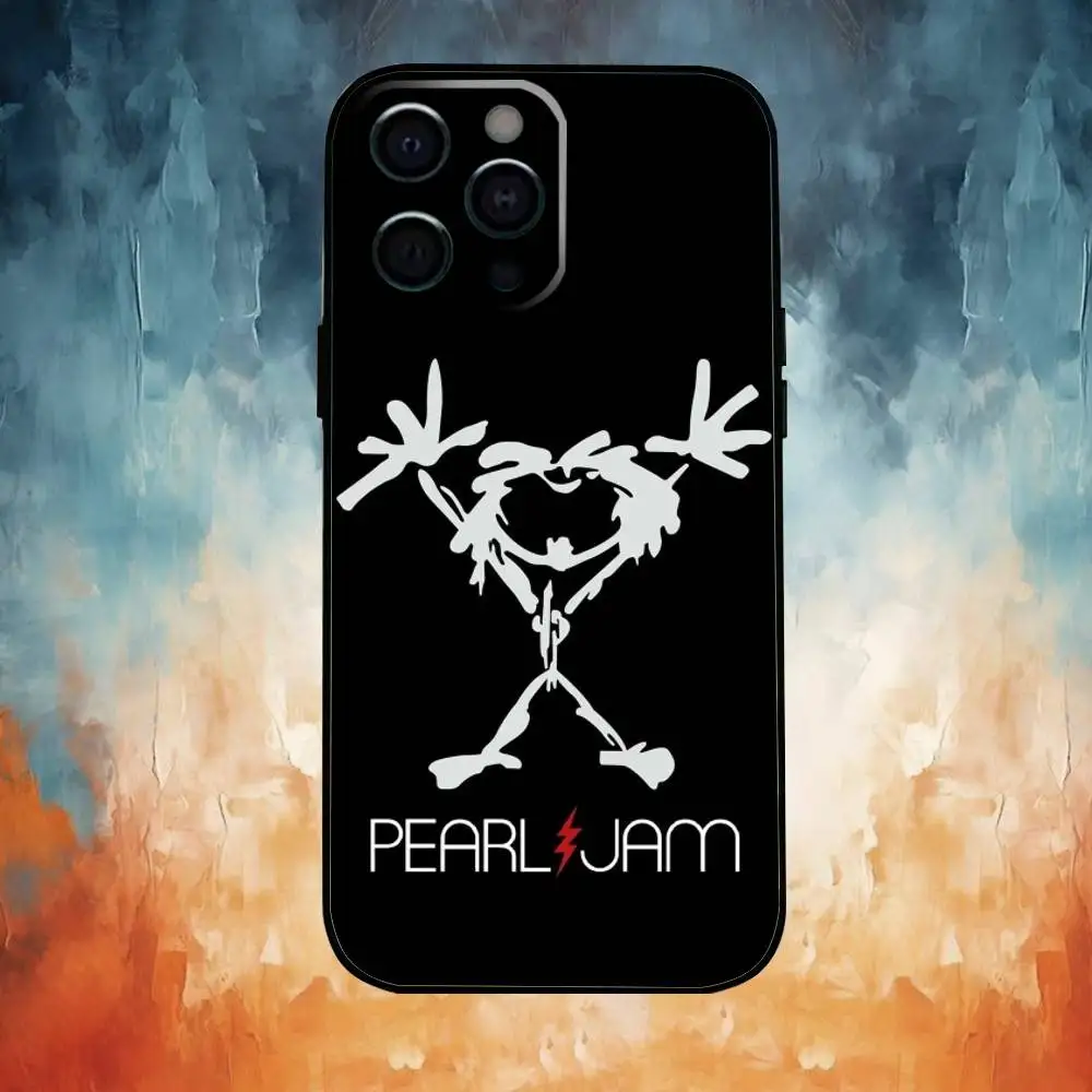 Custodia per telefono Band P-Pearl J-Jam per iPhone17,16,15,14,13,12,11 Plus,Pro Max Cover nera morbida