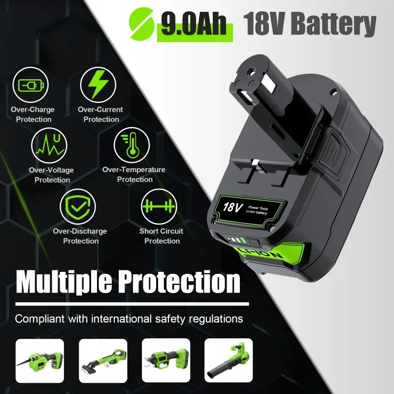 Imagem -03 - Ryobi Lithium-ion Battery Ferramenta Elétrica 60 80 ah 90 ah 18v P108 18v P104 P107 Rb18l50 Rb18l20 P108