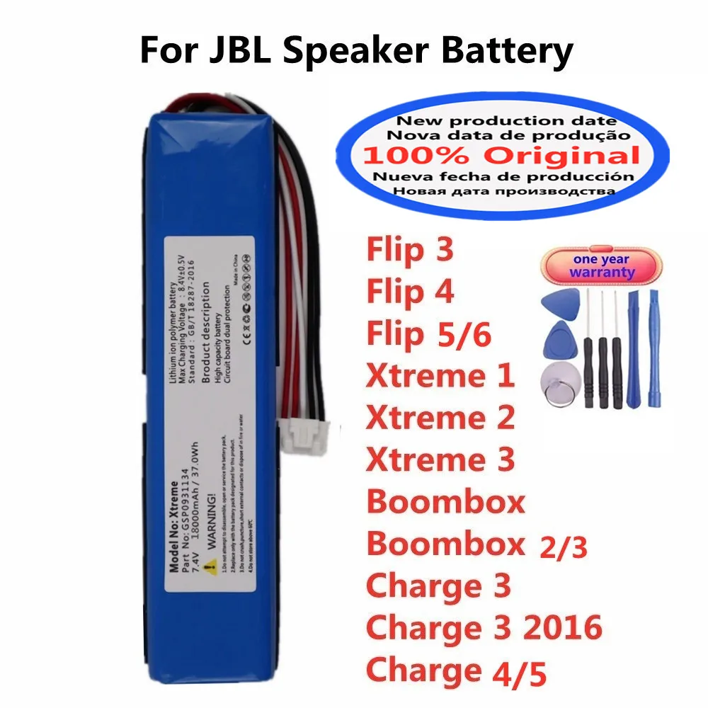 Batería de Repuesto para Altavoz JBL Flip 3 4 5 6 1 2 Boombox Xtreme 2 3 Charge 5 4 3 2016 Bluetooth + Herramientas Gratis