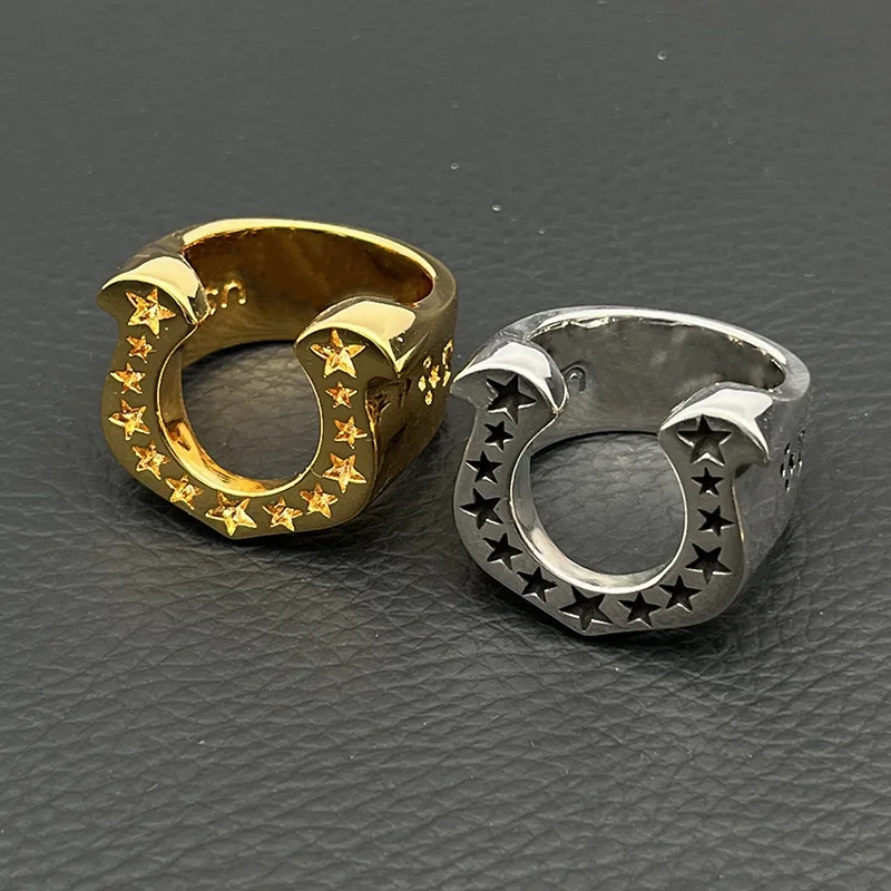 Millennium Vintage Tloin Sle Wooden Village Index Ring Couple's Iron Hoof Ring ex Retro Faion Jewelry